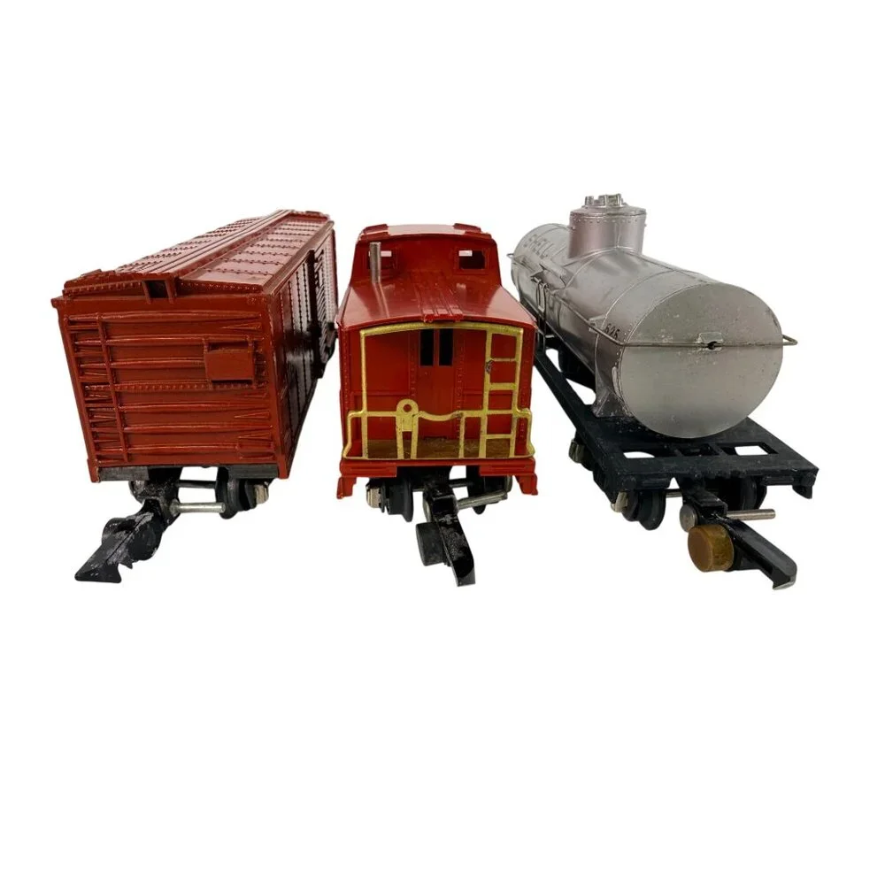 American Flyer S Gauge 625‎ Shell Tanker 642 Boxcar 638 Caboose Lot w Boxes